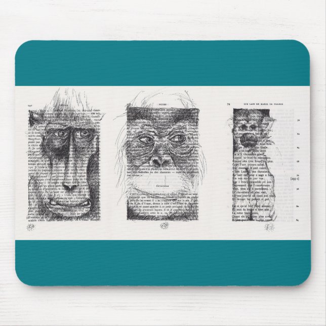3 macacos Chineses Ano Novo 2016 Mousepad (Frente)