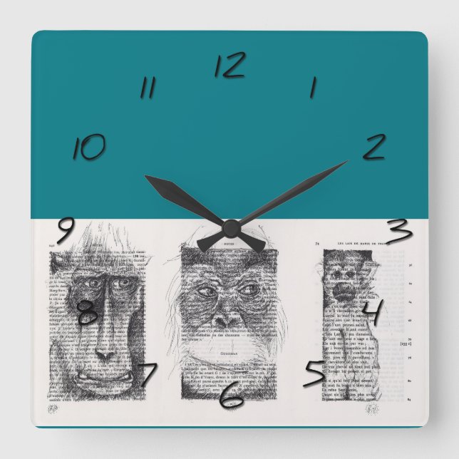 3 macacos Chineses Ano Novo Zododíaco Relógio de P (Frente)