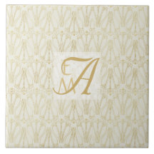 3 Monogramas Art Deco Dourado Cream Newlyweds Deco