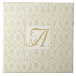 3 Monogramas Art Deco Dourado Cream Newlyweds Deco