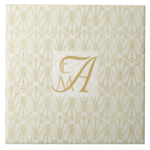 3 Monogramas Art Deco Dourado Cream Newlyweds Deco