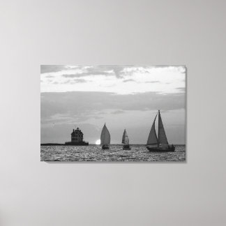 3 naves na Impressão de Canvas preto e branco suns
