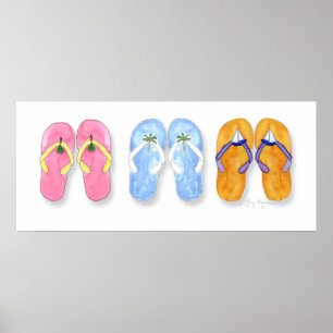 3 pares de posters & de impressões dos flip-flops