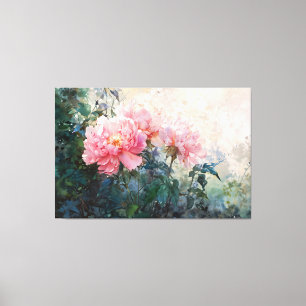 *~* 3 Peony TV2 Art Pink Stretch Canvas Print