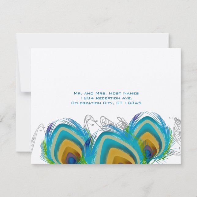 3 Plumas de Pavão Musicais Cartão de Resposta (Frente)