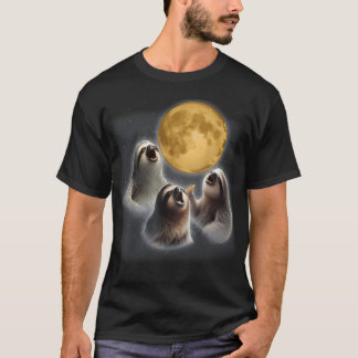 3 Preguiças Uivando Para A Lua Camiseta Divertida 