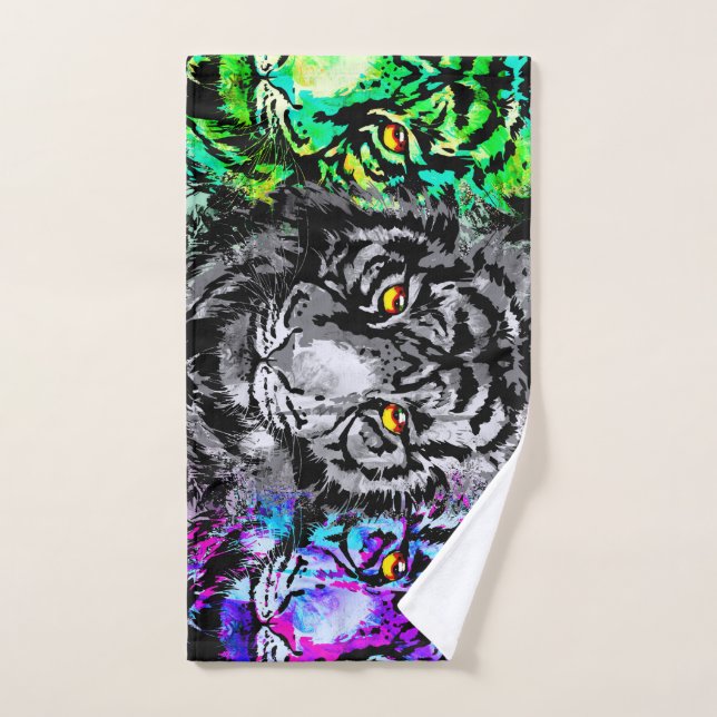 3 Toalhas de Banho de Cabeças Tiger - Conjunto de  (Toalha de mão)