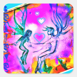 3ACREDITE <3 adesivo quadrado FAERIES