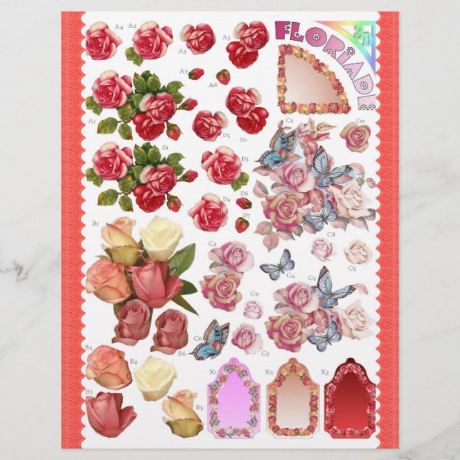 3D Decoupage - Floriade - Flores e borboletas (Frente)