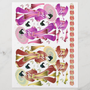 3D decoupage, romance, senhora oriental