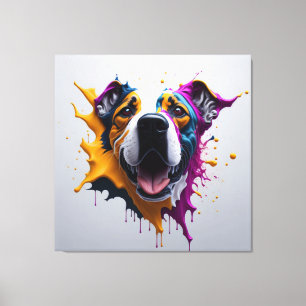 3D Dog incredibly realistic, PREMIUM CANVAS PRINT
