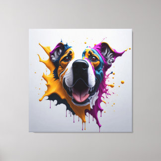3D Dog incredibly realistic, PREMIUM CANVAS PRINT