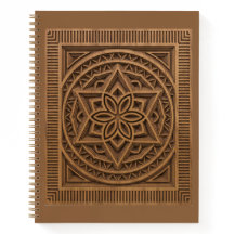 3D Layered Geometric Mandala Wood Carved Journal