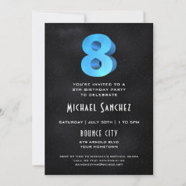 3D legal no Convite de aniversário preto 8°