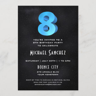 3D legal no Convite de aniversário preto 8°