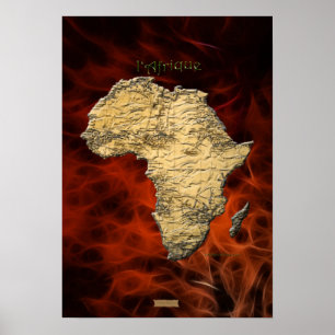 3D Poster de Arte Fractal Vermelha MAPA AFRICANA