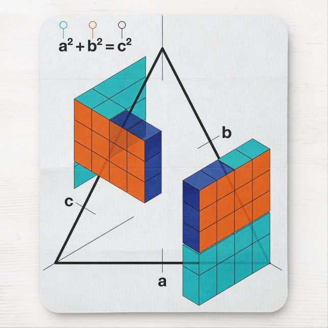 3D Pythagorean Theorem Math Mousepad (Frente)