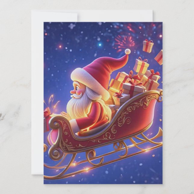 3D Santa Claus Christmas Greeting Card – Festive H (Frente)