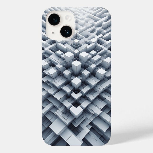 3D White Geometric Block Phone Case Abstract Cube (Verso)