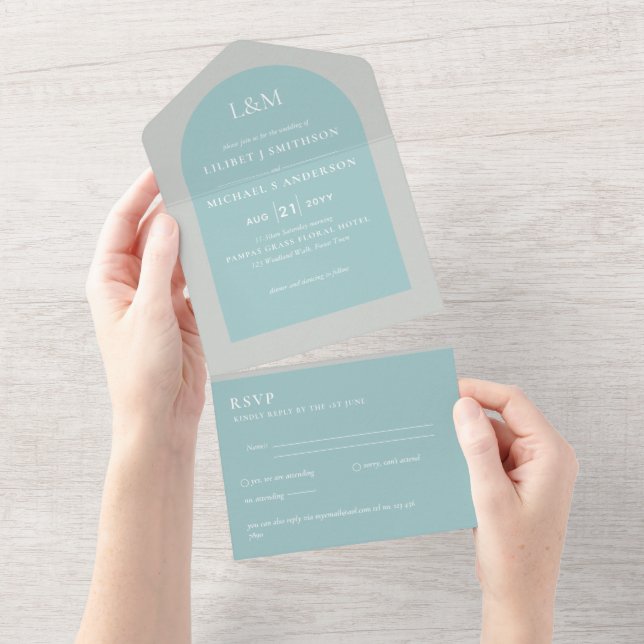 3in1 Modern Typografia Arch Colorways Weding RSVP (Aba destacável)