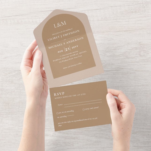 3in1 Modern Typografia Arch Colorways Weding RSVP (Aba destacável)