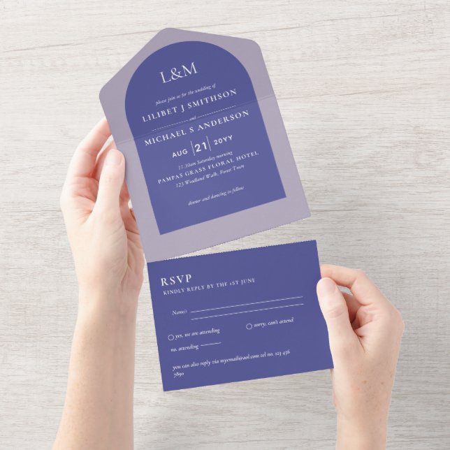 3in1 Modern Typografia Arch Colorways Weding RSVP (Tearaway)