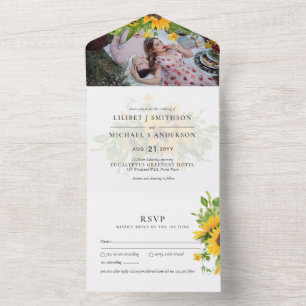 3in1 RSVP Convite de casamento RSVP de Girassóis R