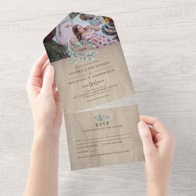3in1 RSVP de Casamento de FOTO de Coração de Madei (Aba destacável)