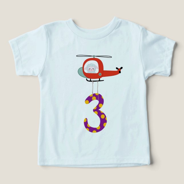3rd Birthday Firefighter Helicopter Shirt (Design frontal)