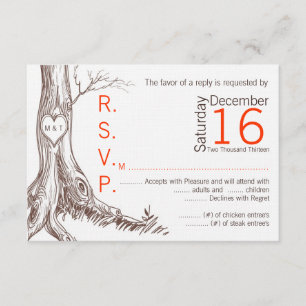 3x5 R.S.V.P. Árvore de queda da placa de resposta