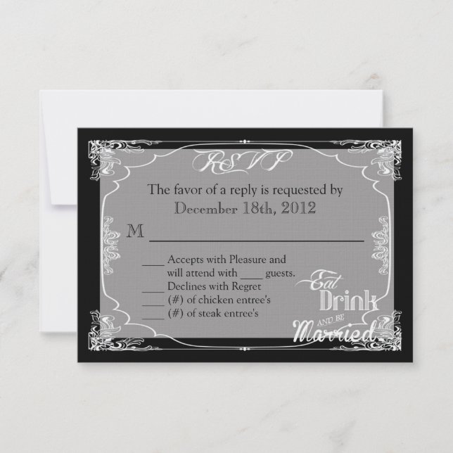 3x5 R.S.V.P. Placa de Resposta Bebida Deve Ser Cas (Frente)