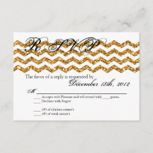 3x5 R.S.V.P. Placa de resposta Dourada Glitter Fit