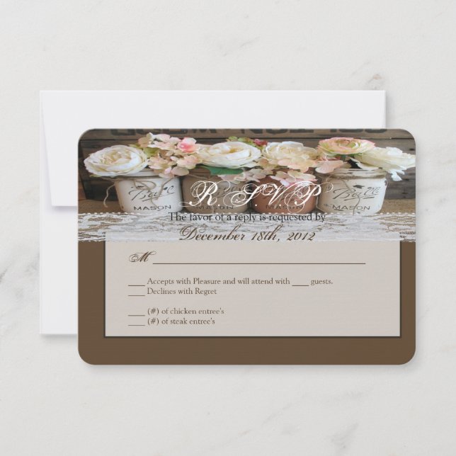 3x5 R.S.V.P. Placa de resposta - Jars Mason com Ro (Frente)