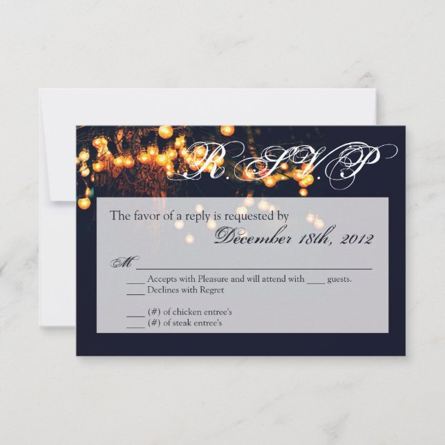 3x5 R.S.V.P. Placa de Resposta Lâmpadas de Cordas  (Frente)