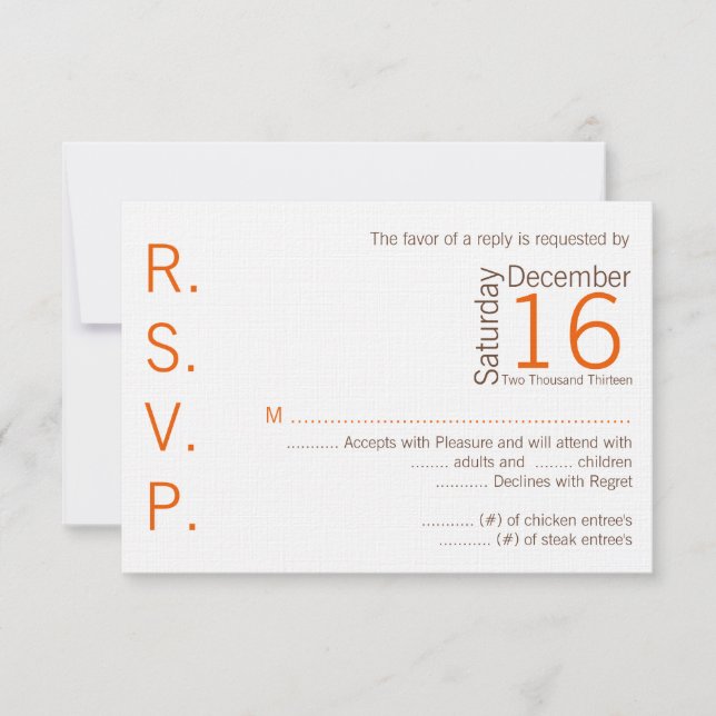 3x5 R.S.V.P. Placa de Resposta Laranja Castanho (Frente)