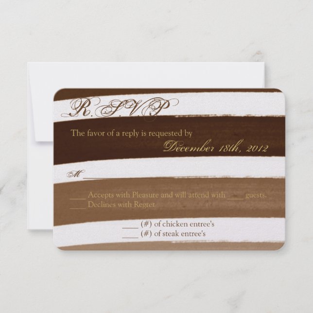 3x5 R.S.V.P. Placa de Resposta Stripe Marrom (Frente)