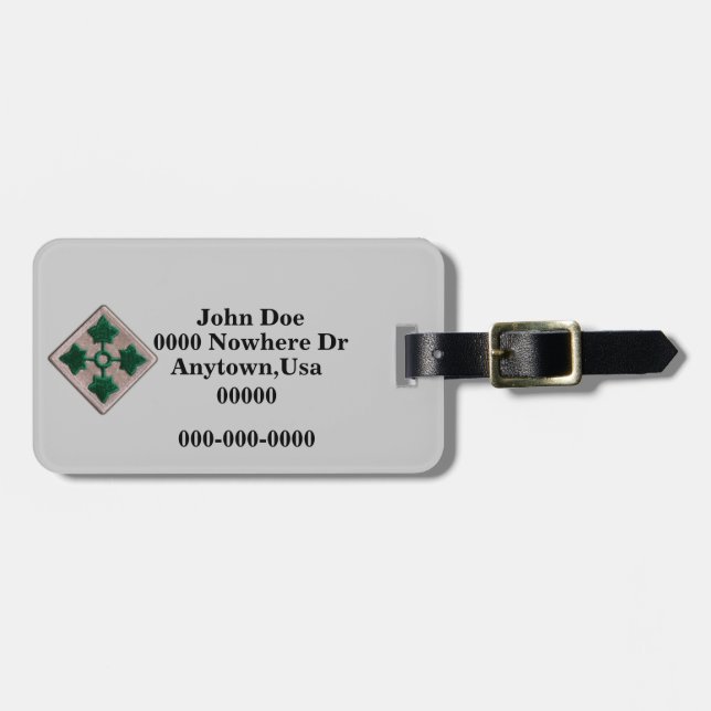 4ª Divisão de Infantaria Etiqueta de Bagagem (Frente Horizontal)