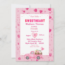 4º Aniversário do Convite de festas de Corações de