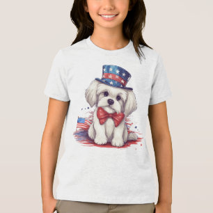 4º de julho Cachorro Branco Cute-43568