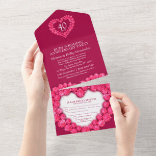 40º aniversário de casamento de rubi sem envelope