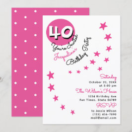 40º Aniversário Pink Feliz Convite Personalizado