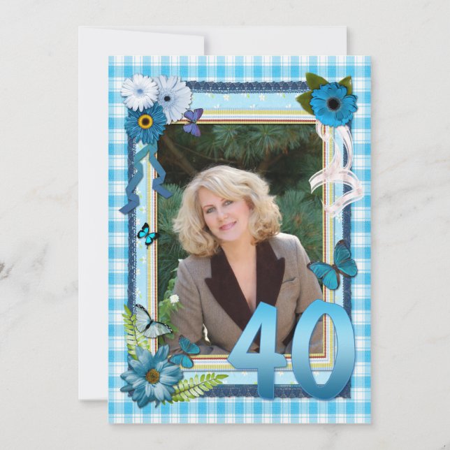 40º convite de aniversário de fotos (Frente)