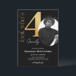 40º Convite Dourado de Aniversário Preto com Foto<br><div class="desc">Projetado para nossa coleção de convites de aniversário com fotos,  este Cartão de Convite personalizável apresenta uma seção de fotos editável,  números de ouro e fontes decorativas de escrita manual. Itens correspondentes disponíveis.</div>