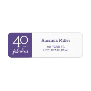 40 e etiquetas de endereço violeta e branco fabulo
