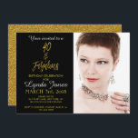 40 e Fabuloso Convite de Aniversário à Folha de Ou<br><div class="desc">40 e Fabuloso Convite de Aniversário Glamoroso de Preto e Ouro Faux. A foto neste convite pode ser atualizada,  assim como o nome,  a data e o local.</div>