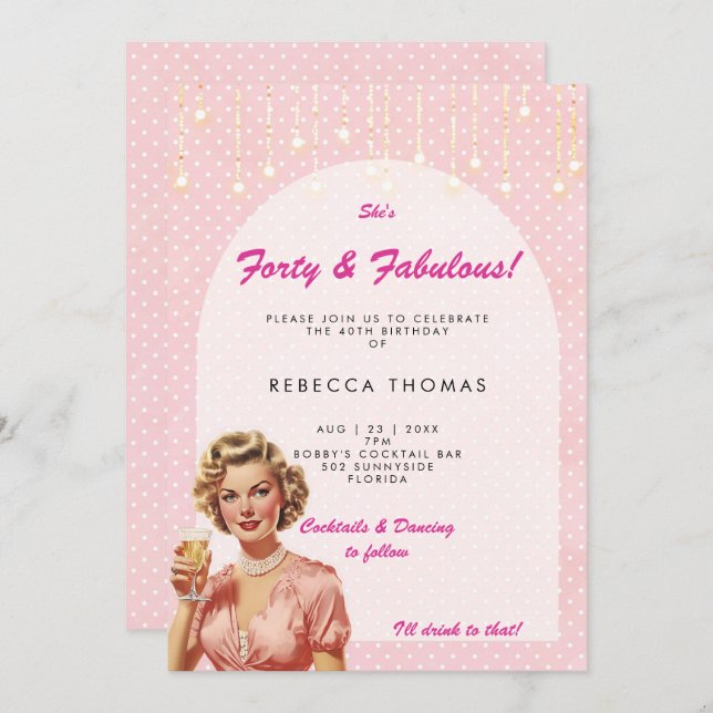 40 e fabuloso convite de aniversário retrógrado ro (Frente/Verso)