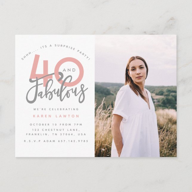 40 e fabuloso convite para fotografias de festa de (Frente)