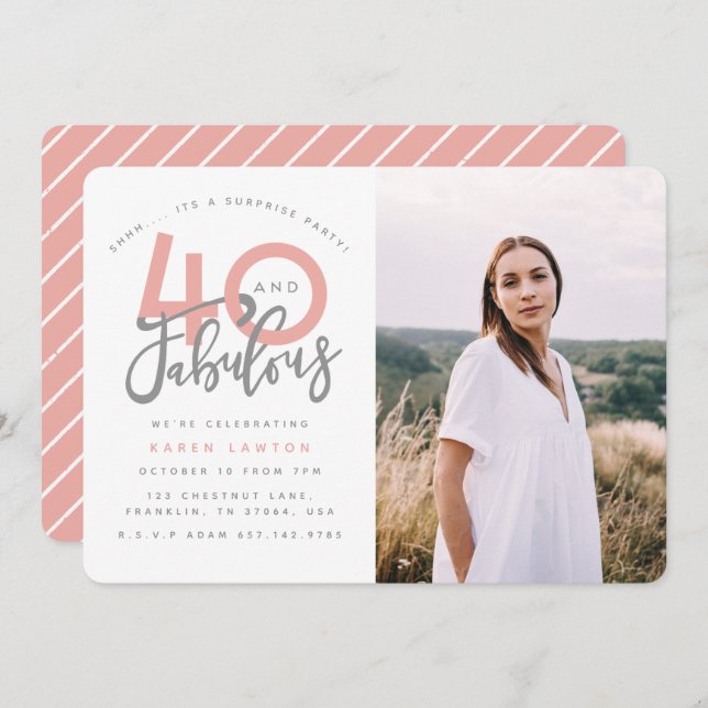 40 e fabuloso convite para fotografias de festa de (Frente/Verso)