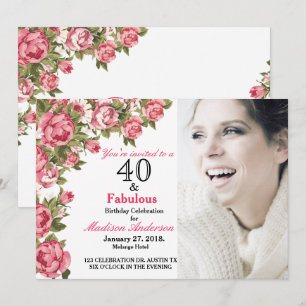 40 e Fabuloso Floral  Convites para aniversário d