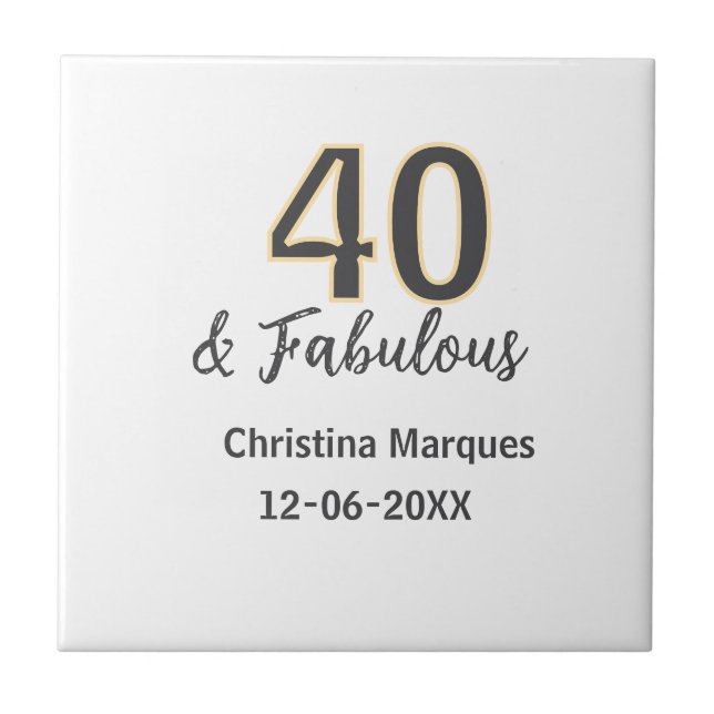 40 & fabuloso cinza amarelo calligraphy aniversári (Frente)